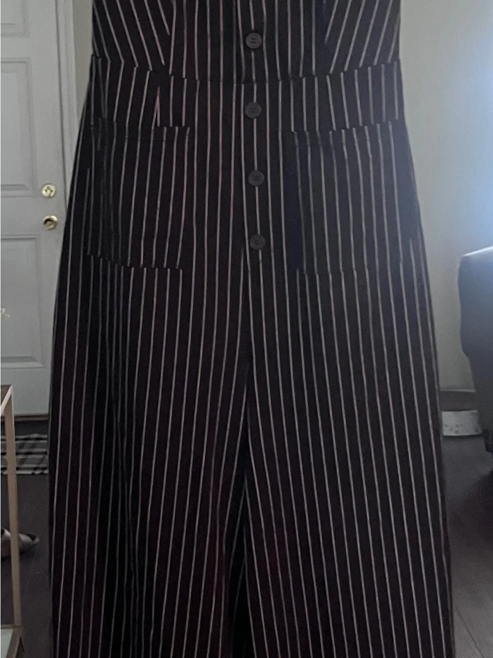 Halara pin stripe button front Jumpsuit with open back size S - Picture 4 of 5